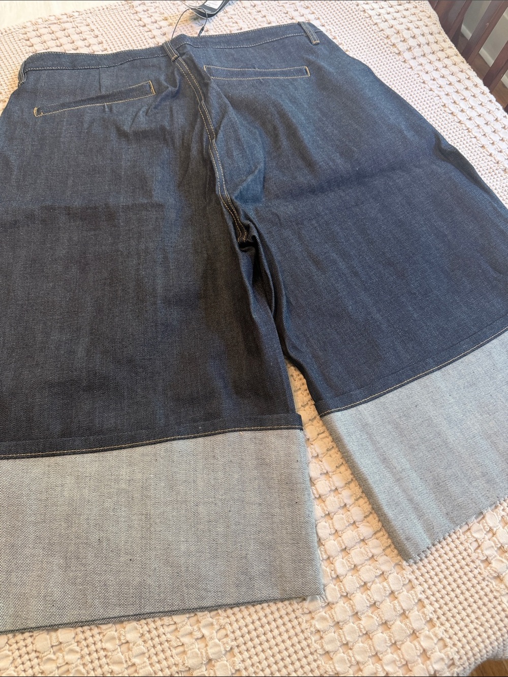 Fashion Nova Dark Blue Two-Tone Wide Leg Jeans - Picture 6 of 6